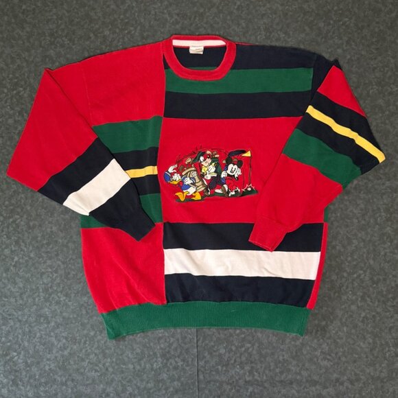 Disney Catalog Golf Stripe Vintage Sweater Mickey Mouse Goofy Donald 90s 80s 2XL - Picture 1 of 7